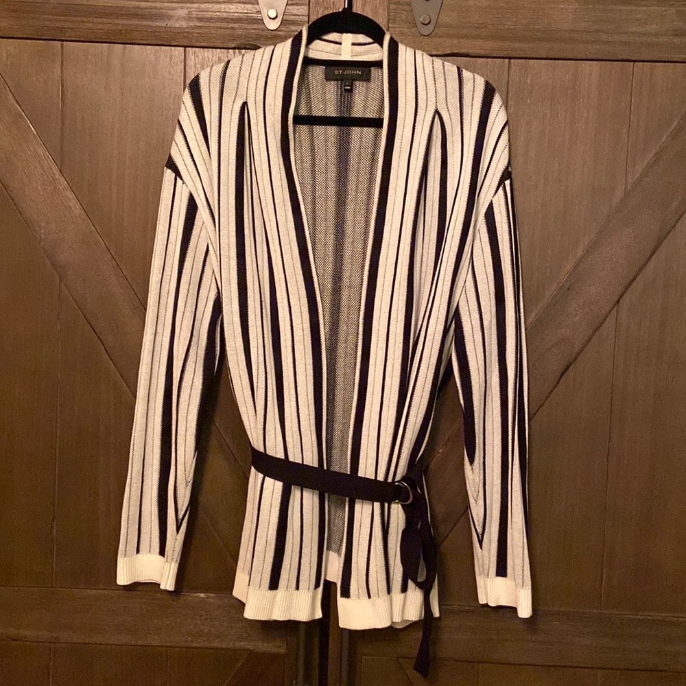 St. John Cashmere Blend Belted Cardigan - Picture 1 of 5